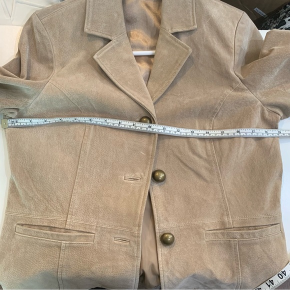 Vintage Suede Leather Ruff Hewn Light Tan Blazer Jacket M - Picture 6 of 9